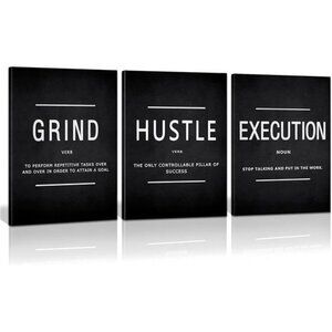 Canvas Painting Wall Art,Grind Hustle Execution Motivational Wall Art Decoration